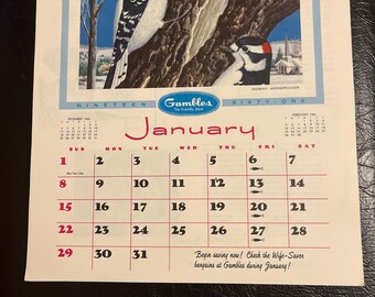 Calendario Gambles Store 1960 No Retro.
