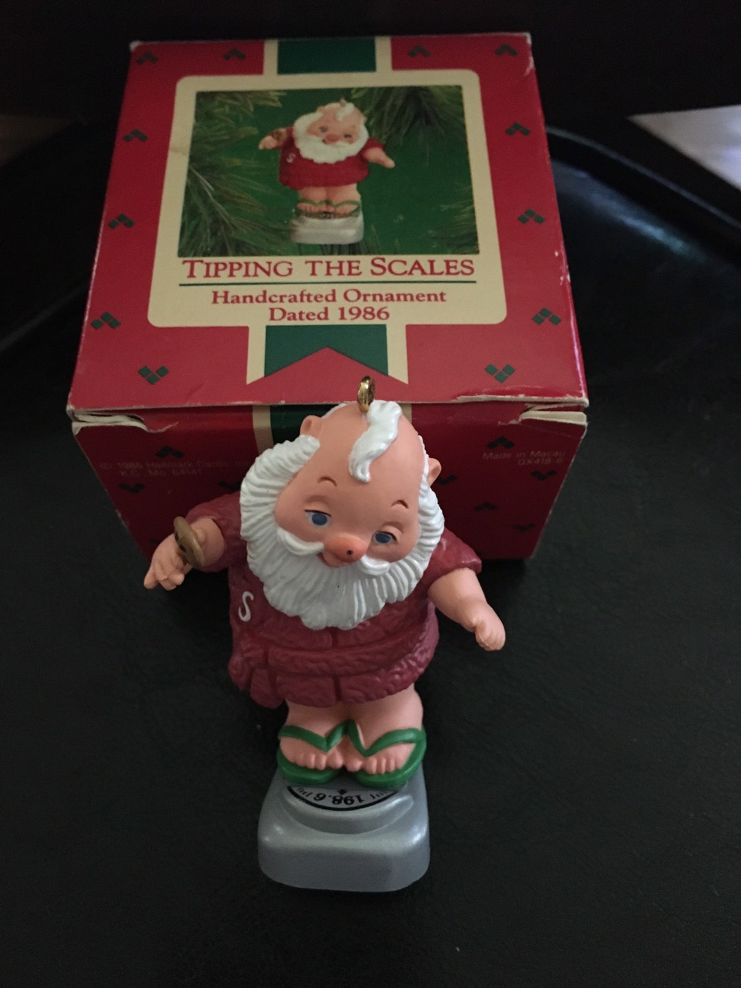 Hallmark 1986 Santa Ornament. Tipping the Scales. Hard to Find One of a Kind. Etsy