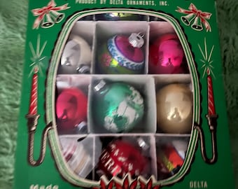 Adornos Mercury de Trim-A-Tree. Estrella Miro. 12 adornos en total. Estilos surtidos. Caja original. Hecho en EE. UU.