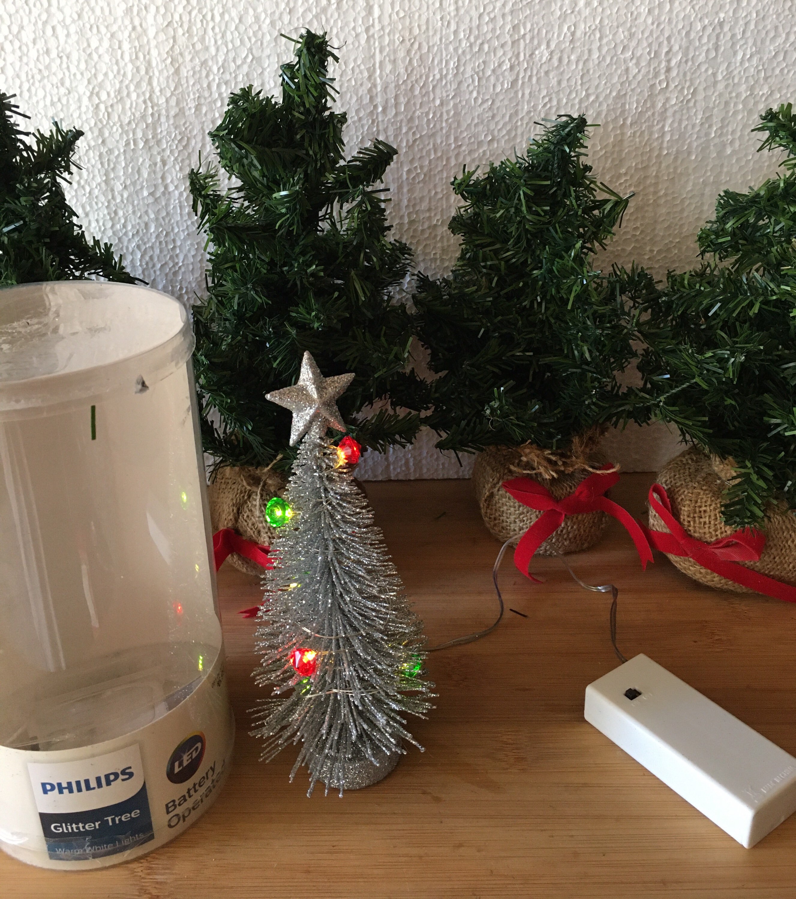 Small Christmas Trees 4 Evergreen 1 Silver Light Up. Etsy UK