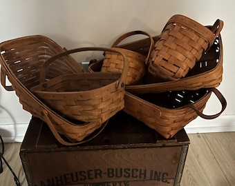 Lote de cestas Longaberger de los años 90. Total de 6 cestas usadas.