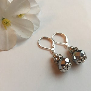 Silver Sparkle Drop - Dangle Drop Earrings Sparkly Earrings Silver Earrings Glass Bead Earrings Under 20