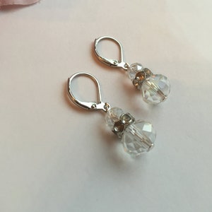 Crystal Clear Drop - Dangle Drop Earrings, Sparkly Earrings, Crystal Earrings, Silver Earrings, Glass Bead Earrings
