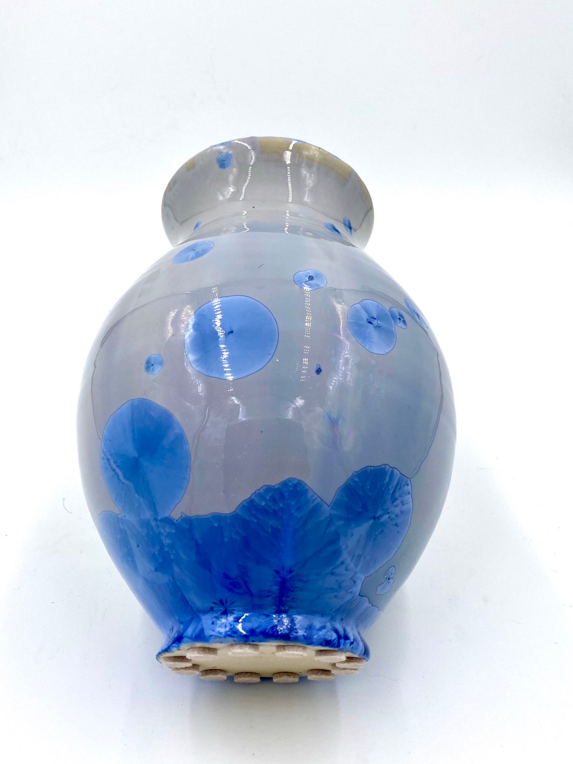 Gray Vase Grey Blue Crystalline Vase Etsy