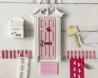 Kit de porte Fée des Dents Magiques Rose avec boîte aux lettres et pancarte