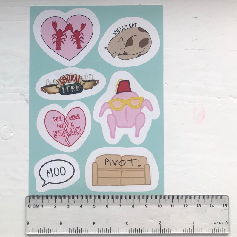 Friends TV show stickers sticker sheet durable vinyl laptop stickers