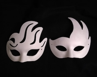 DIY Paper Pulp Half Mask with Flame, Craft Supplies Mask, Blank Masquerade Mask