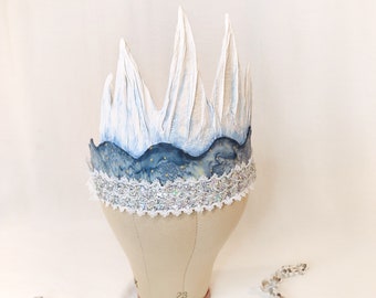 Silver Birthday Party Crown, Ice Blue Party Hat,  Crazy Birthday Crown Adult