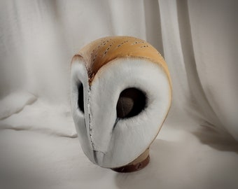 Realistic Barn Owl Paper Mache Mask, Adult Sized