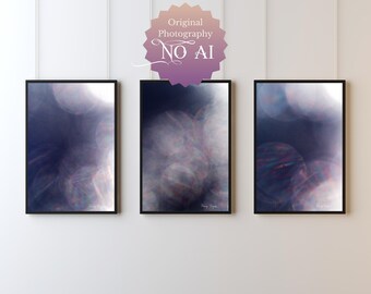 Lens Flare Rainbow Tryptic, Extreme Macro Abstract Photography Art Digital Download Printable