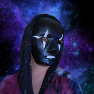 Black and White Cosmic Galaxy Mask, Paper Mache Party Mask
