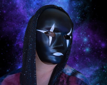 Black and White Cosmic Galaxy Mask, Paper Mache Party Mask