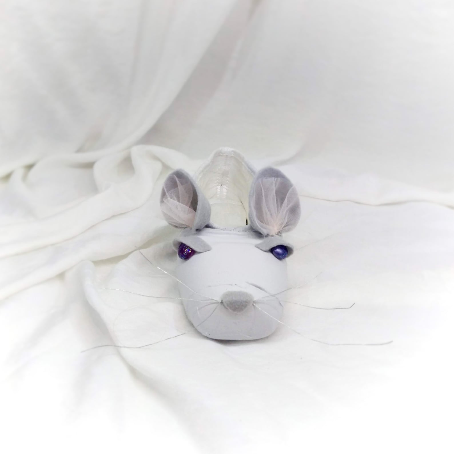 cute mouse decorated pointe shoe, mouse king nutcracker ballet shoe, upcycled nutcracker pointe shoe,