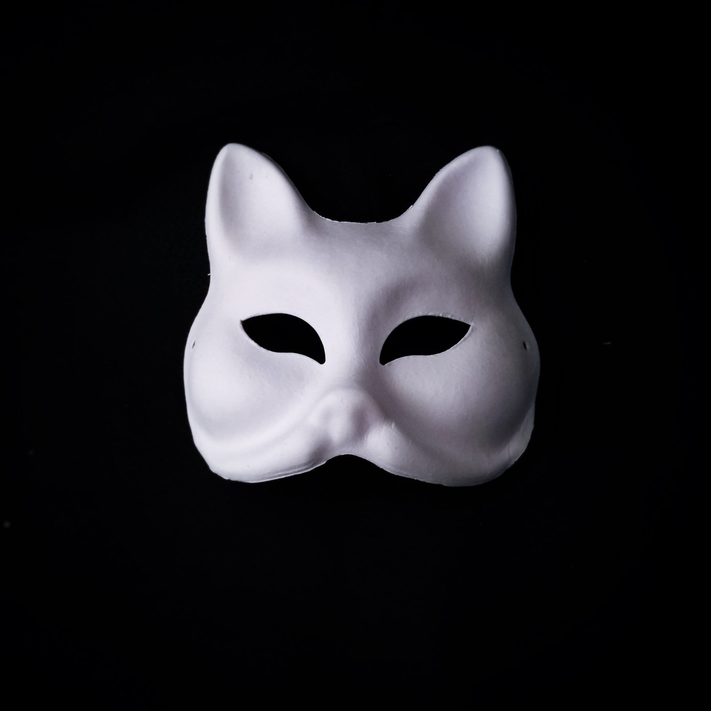 Plain White Blank Kitsune Fox Mask for Halloween Handpaint DIY,1x Half  Cover Unpainted Base for Campus Activities Room Decor