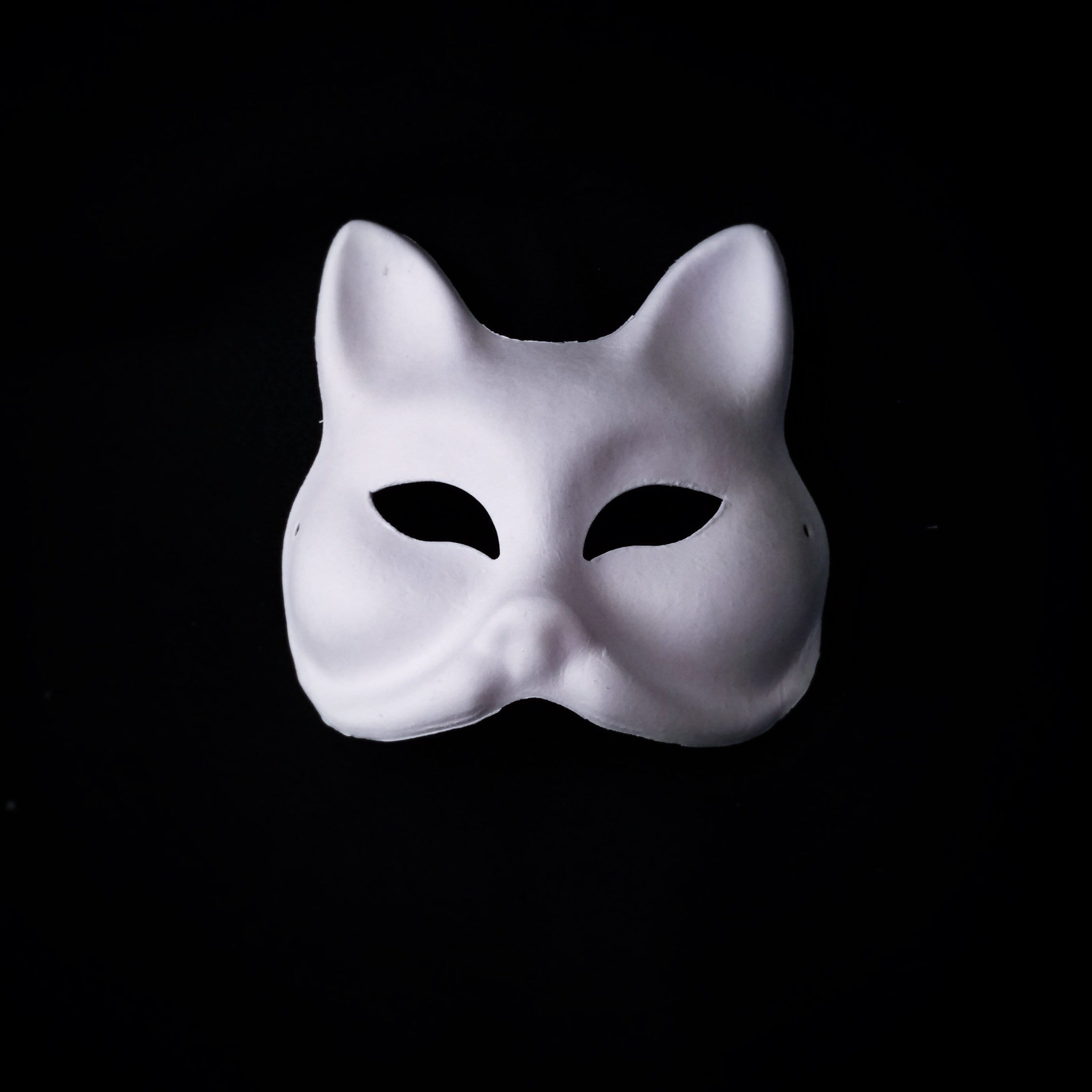 LOGOFUN 20 Pcs Cat Masks for Kids Therian Mask White Paper Blank DIY  Unpainted Animal Mask Cosplay Halloween Masquerade Party Costume Accessory