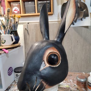 Custom Paper Mache Rabbit Mask: Theatrical Performance, Festival Wear