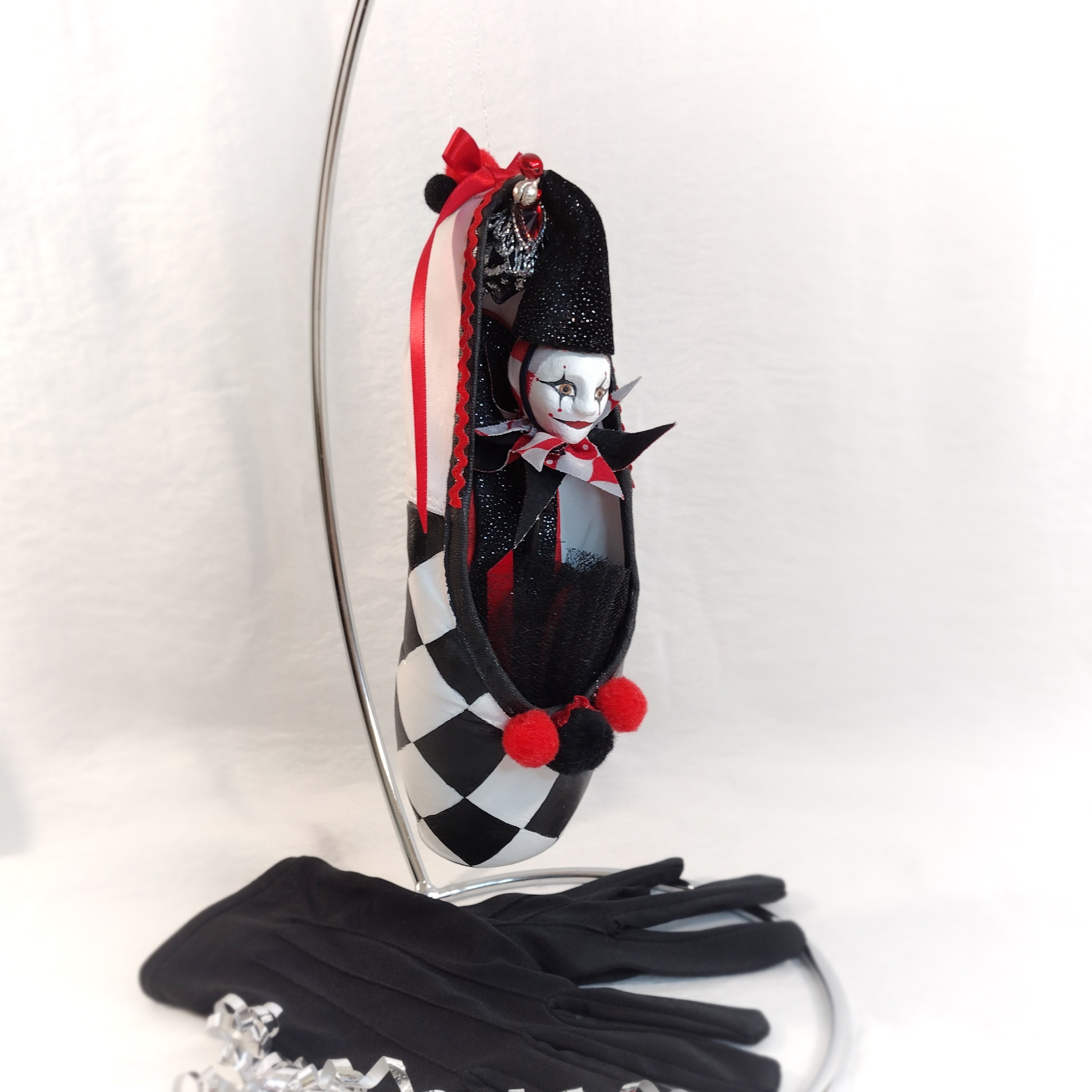 Jack in the Box/Jester from the Ballet The Nutcracker Upcycled Decorated Pointe Shoe Ornament Dance Gift