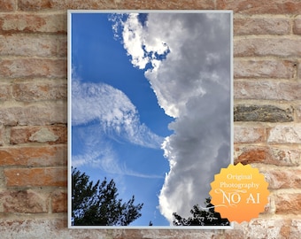 Dramatic Cloud Formation with Blue Sky – Minimalist Nature Photography Printable