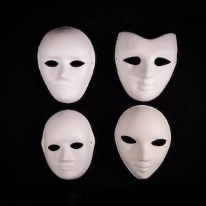 Unpainted Half Face Cracked Phantom Masquerade Mask - White 