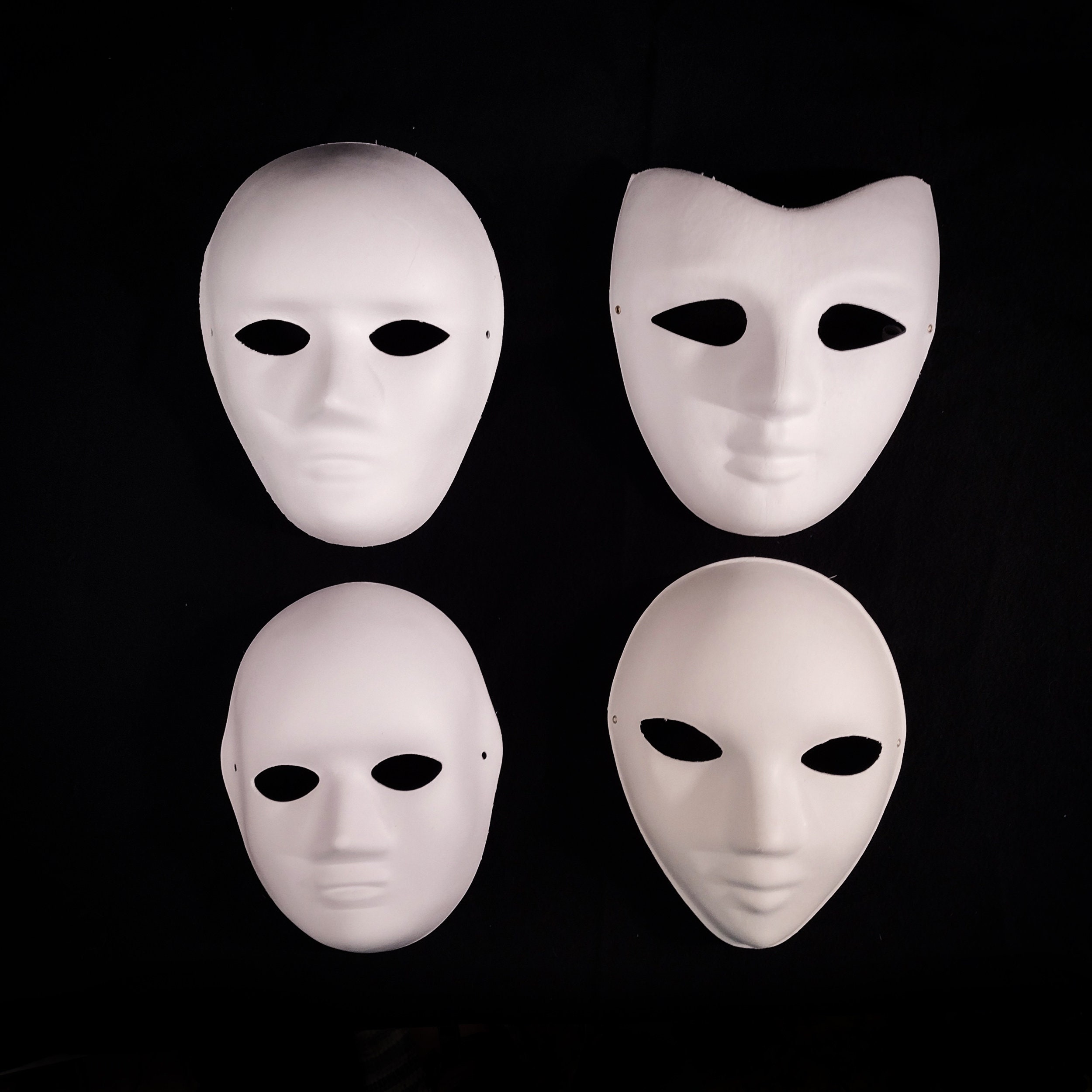 DIY MASK Cracked Face / Half Face, Blank Masks for Do It Yourself Projects,  Adult White Plain Masks 