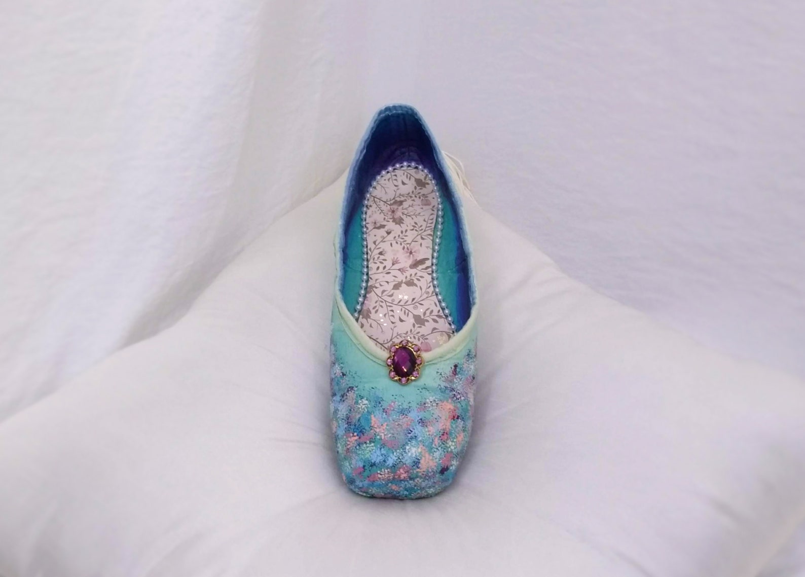 classical ballet queen of fairies decorated pointe shoe