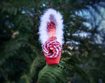 Peppermint Ballet Ornament, Nutcracker Dance Divertisment, Decorated Pointe Shoe