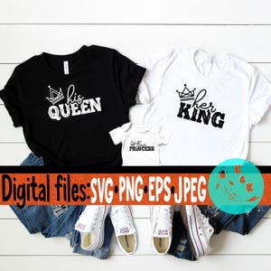 Lindo casal mãe e pai |Ele é meu rei |Ela é minha rainha |A princesa deles |Camisetas combinando mãe, pai e bebê |Recém-nascido |Ideias para presentes de chá de bebê