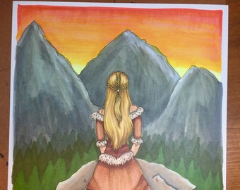 The Scandinavian Maiden Copic Marker Print