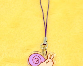 Snail Phone Charm Strap | 1” | Kawaii bunny ornament, Acrylic zipper pull, Cottagecore aesthetic jewelry, Cute accessory, Wholesome bug gift