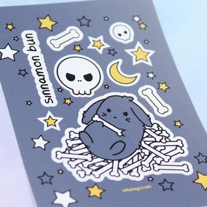 Goth Bunny Sticker Sheet 2.9 x 4.1 A7 Yami kawaii stickers, Spooky Halloween bujo deco, Creepy cute mini stickers, Goth stationery image 2