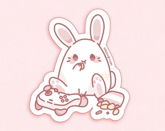 Cute Gaming Bunny Sticker | 3&quot; | Kawaii gamer girl laptop sticker, Cute rabbit vinyl flake sticker, Anime stationery for notebook decorating