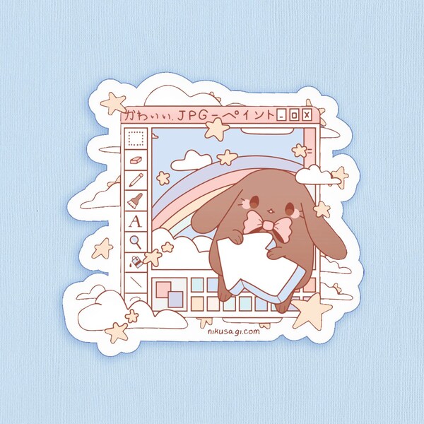 Digital Art Sticker | Waterproof & Weatherproof | Vinyl holland lop decal for car, water bottle, laptop, or notebook | Japanese stationery