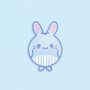 Whale Bunny Sticker | 2&quot; | Kawaii laptop sticker, Cute rabbit vinyl flake sticker, Pastel aesthetic decor, Anime stationery for notebook