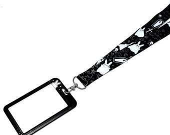 Ghost Bunny ID Card Holder | Halloween lanyard accessory, Teacher appreciation present, Back to school supply, Spooky season, Aesthetic art