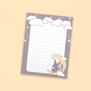 Bat Bunny on the Moon Notepad | Creepy cute office supplies, Spooky desk accessories, Goth stationery, Yami kawaii memo pad, Teacher gift