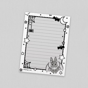 Bat Bunny Notepad | Creepy cute office supplies, Spooky desk accessories, Goth aesthetic stationery, Yami kawaii memo pad, Halloween gift