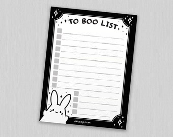 Ghost Checklist Memo Pad | 4” x 5.5” | Cute daily things to do list, Halloween note pad, Kawaii goal tracker, Witchy stationery, Bunny paper