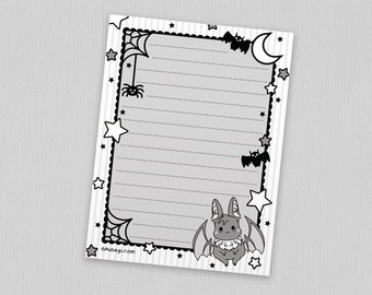 Bat Bunny Notepad | Creepy cute office supplies, Spooky desk accessories, Goth aesthetic stationery, Yami kawaii memo pad, Halloween gift