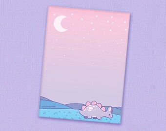 Stegosaurus Dino Bunny Notepad Yume Kawaii Memo Pad, Pastel