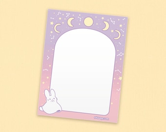 Celestial Memo Pad | 4” x 5.5” | Pastel goth aesthetic, Witchy notepad, Moon cycle stationery, Halloween writing pad, Magnetic to do list