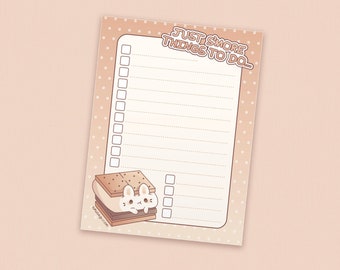 Smores To Do List | Office supplies, Desk accessories, Bunny stationery, Kawaii memo pad, Teacher gift, Cute food art, Shopping list notepad