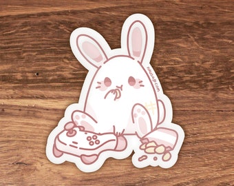 Cute Gaming Bunny Sticker | 3" | Kawaii gamer girl laptop sticker, Cute rabbit vinyl flake sticker, Anime stationery for notebook decorating