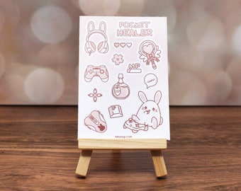 Healer Bunny Sticker Sheet | 2.9" x 4.1" (A7) | Kawaii sakura planner deco, Magical girl bujo sticker, Cute gamer stickers, Anime stationery