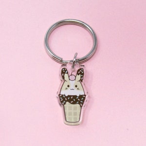BurgerBun Keychain Kawaii Accessory Cute Food Burger Bunny Charm Bunny Usagi Acrylic Keyring