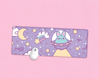 Outer Space Gaming Desk Mat | Creepy cute office decor, Aliencore computer mat, Kawaii anime mouse pad, XL UFO mousepad, Egirl gamer present