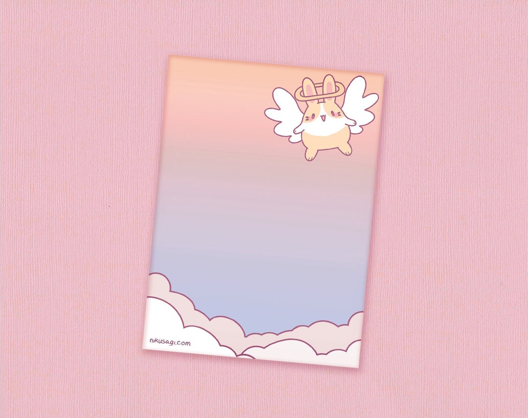 Angelic Dutch Rabbit Memo Pad Bunny Notepad Pastel Office Etsy