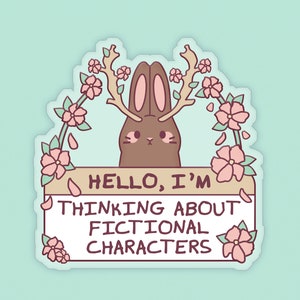 Floral Fandom Pin | Cute bunny brooch, Bookish accessories, Cottagecore jewelry, Funny geeky gift for teen, Jackalope art, Mythical creature