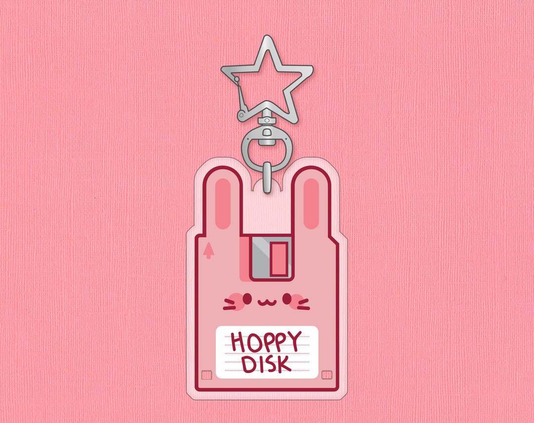 Hoppy Disk Keychain | 2” 2 Sided Clear Acrylic Charm | 90s Hoppy Disk Keychain | 2” 2 Sided Clear Acrylic Charm | 90s
