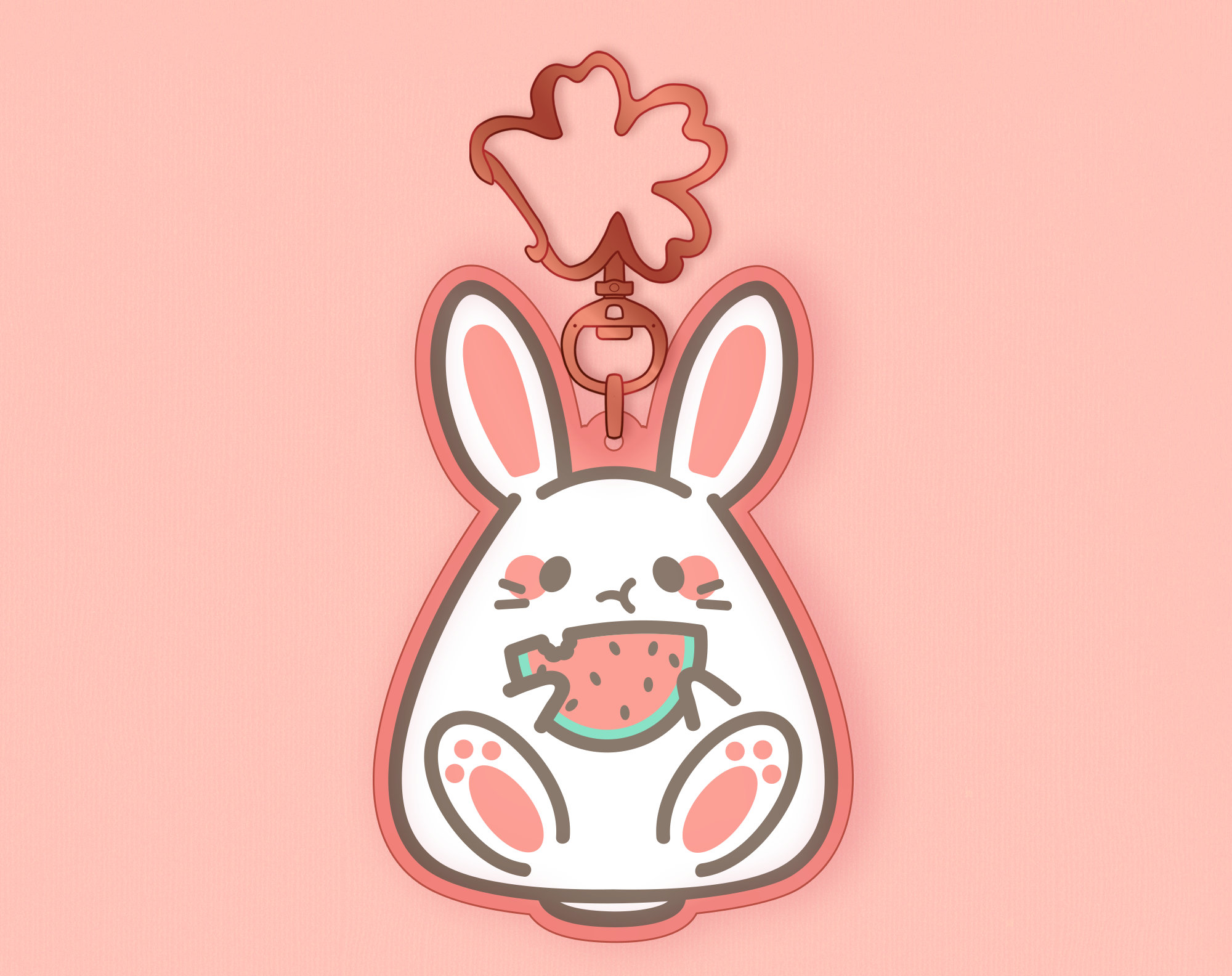 Watermelon Bunny Keychain | 2” Frosted Pink Acrylic Charm | Kawaii