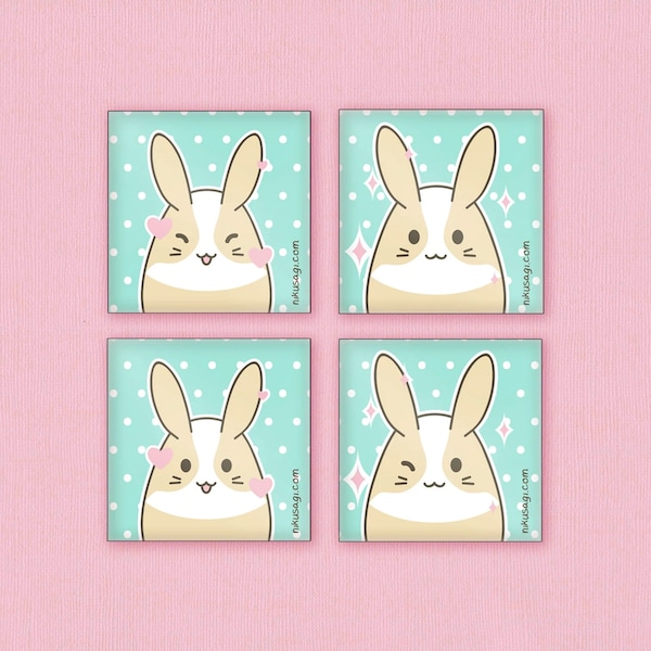 Dutch Rabbit Vinyl Magnets | Hand cut, 1" by 1 3/4" | Cute bunny refrigerator magnets, Kawaii mini fridge magnets, Aesthetic office decor